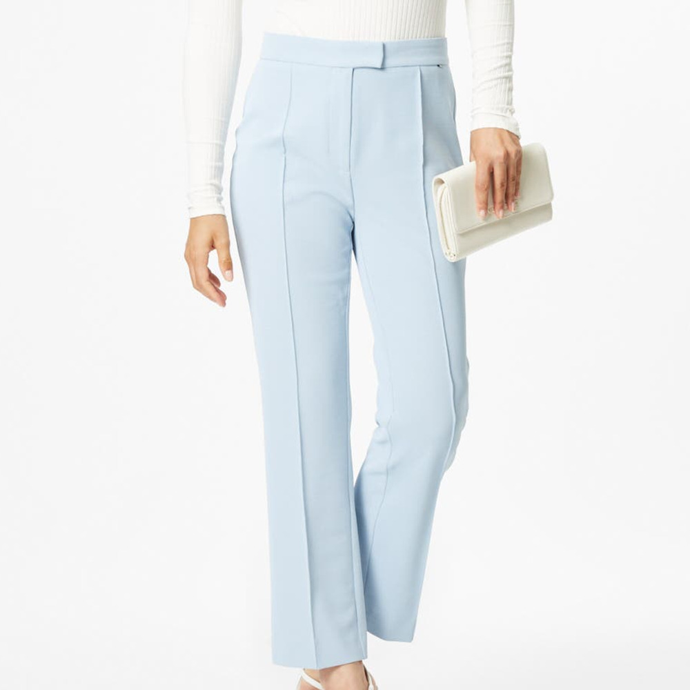 Hugo Boss NWT Tasola Pintuck Cropped Dress Pants Chambray Blue Size 14 Straight
